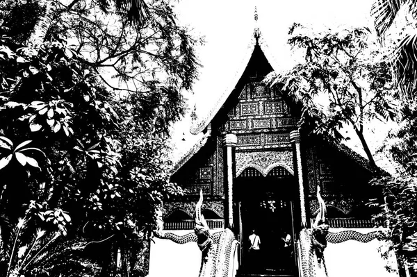 Architectural Landscape Ancient Temples Ancient Art Northern Thailand Black White — Foto Stock