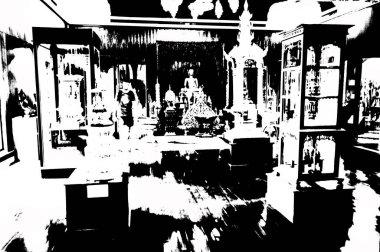 Kuzey Tayland 'daki antik tapınakların mimari manzarası ve antik sanat eserleri..