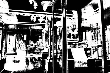 Kuzey Tayland 'daki antik tapınakların mimari manzarası ve antik sanat eserleri..