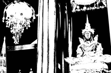 Kuzey Tayland 'daki antik tapınakların mimari manzarası ve antik sanat eserleri..