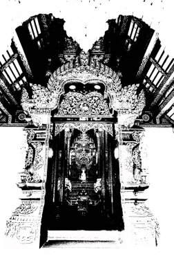 Kuzey Tayland 'daki antik tapınakların mimari manzarası ve antik sanat eserleri..