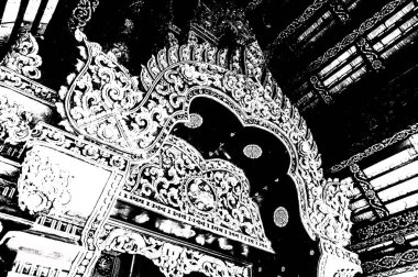 Kuzey Tayland 'daki antik tapınakların mimari manzarası ve antik sanat eserleri..