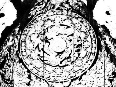 Kuzey Tayland 'daki antik tapınakların mimari manzarası ve antik sanat eserleri..