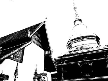 Kuzey Tayland 'daki antik tapınakların mimari manzarası ve antik sanat eserleri..