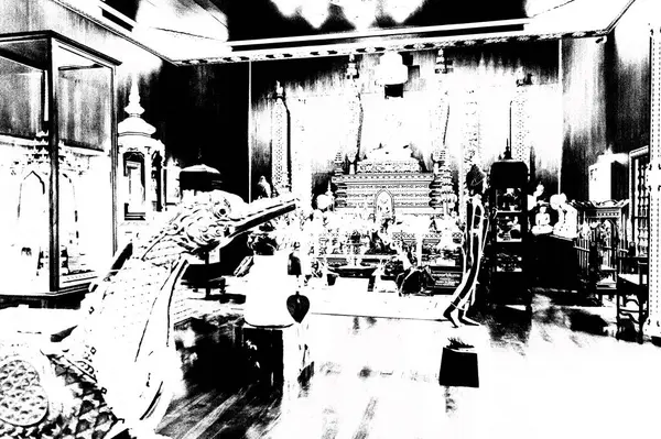 Kuzey Tayland 'daki antik tapınakların mimari manzarası ve antik sanat eserleri..