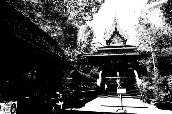 Architectural Landscape Ancient Temples Ancient Art Northern Thailand Black White —  Fotos de Stock