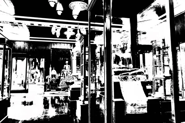 Kuzey Tayland 'daki antik tapınakların mimari manzarası ve antik sanat eserleri..