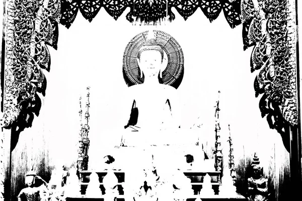 Kuzey Tayland 'daki antik tapınakların mimari manzarası ve antik sanat eserleri..