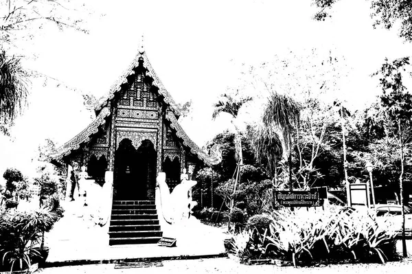 Architectural Landscape Ancient Temples Ancient Art Northern Thailand Black White — Zdjęcie stockowe