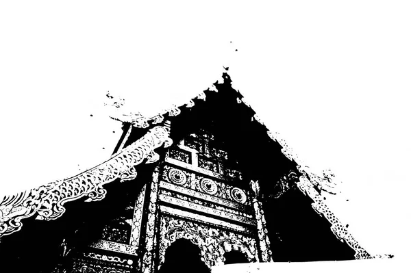 Paisagem Arquitetônica Templos Antigos Arte Antiga Norte Tailândia Ilustração Preto — Fotografia de Stock