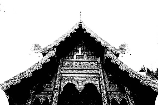 Architectural Landscape Ancient Temples Ancient Art Northern Thailand Black White — Stock Photo, Image