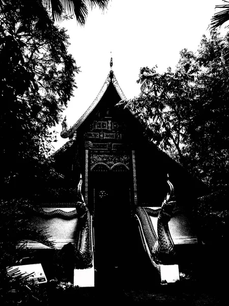 Architectural Landscape Ancient Temples Ancient Art Northern Thailand Black White — Foto Stock