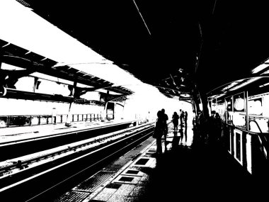 Şehir merkezindeki gökyüzü tren istasyonunun manzarası..