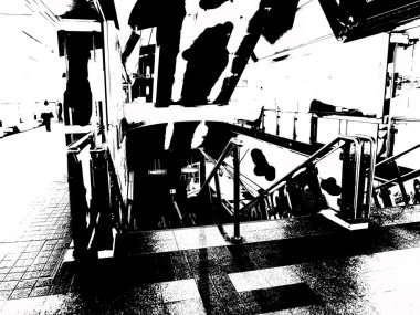 Şehir merkezindeki gökyüzü tren istasyonunun manzarası..