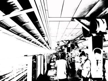 Şehir merkezindeki gökyüzü tren istasyonunun manzarası..