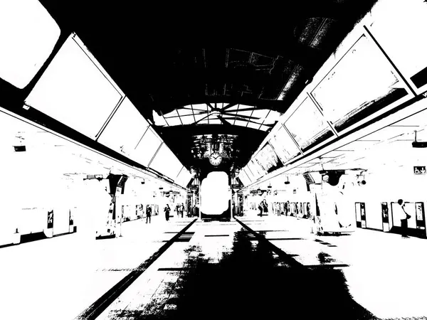 Şehir merkezindeki gökyüzü tren istasyonunun manzarası..