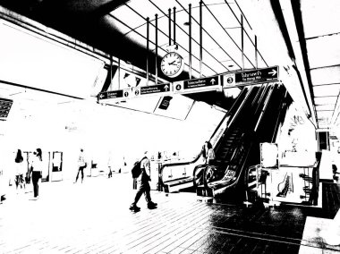 Şehir merkezindeki gökyüzü tren istasyonunun manzarası..