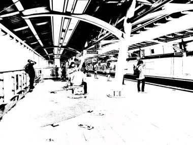 Şehir merkezindeki gökyüzü tren istasyonunun manzarası..