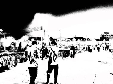 Tayland 'da hafta sonu pazarının gece manzarası..