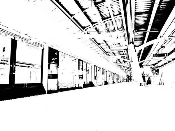 Şehir merkezindeki gökyüzü tren istasyonunun manzarası..