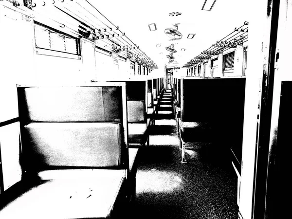 駅のタイ列車黒と白のイラスト — ストック写真