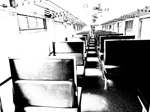 駅のタイ列車黒と白のイラスト — ストック写真