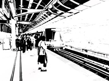 Şehir merkezindeki gökyüzü tren istasyonunun manzarası..