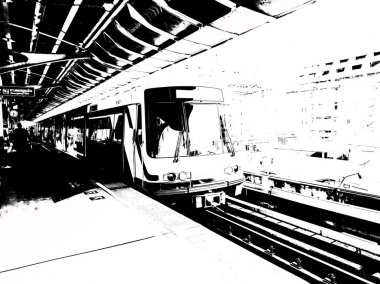 Şehir merkezindeki gökyüzü tren istasyonunun manzarası..