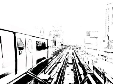 Şehir merkezindeki gökyüzü tren istasyonunun manzarası..