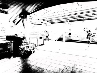 Şehir merkezindeki gökyüzü tren istasyonunun manzarası..