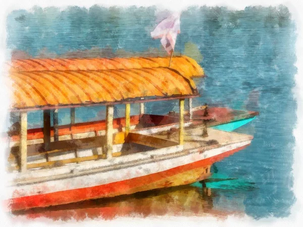 Mekong River Landscape Thailand Watercolor Style Illustration Impressionist Painting —  Fotos de Stock