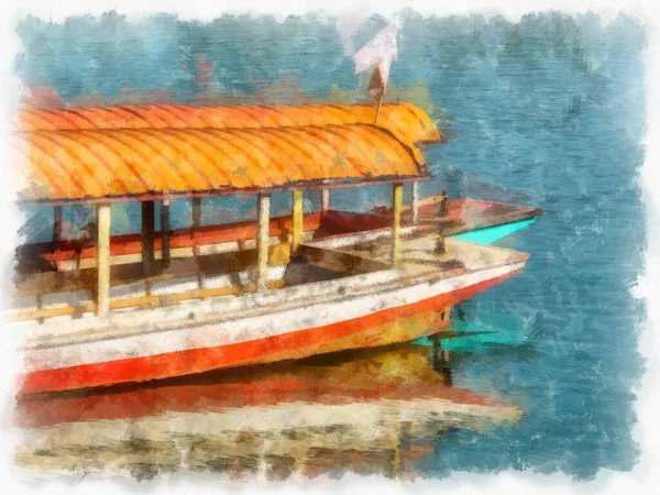 Mekong Río Paisaje Tailandia Acuarela Estilo Ilustración Impresionista Pintura — Foto de Stock