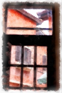 Çeşitli şirin kedi pozları suluboya resim empresyonisti.