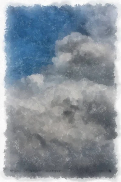 Gökyüzündeki Bulutlar Suluboya Stili Illüstrasyon Empresyonist Resim — Stok fotoğraf