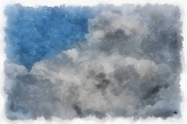 空の雲水彩風のイラスト印象派絵画 — ストック写真