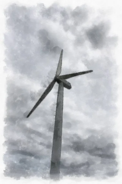 Power Generation Turbine Watercolor Style Illustration Impressionist Painting — Fotografia de Stock