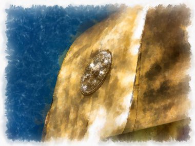 Landscape and scenery of the Ancient Architecture Council in Chiang Mai and tourist attractions of Thailand watercolor style illustration impressionist painting.