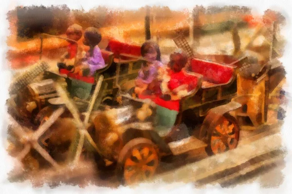 Antique Shop Landscape Watercolor Style Illustration Impressionist Painting — ストック写真