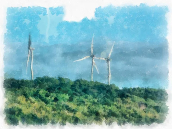 Power Generation Turbine Watercolor Style Illustration Impressionist Painting — Foto de Stock