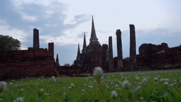 Wat Phra Sanphet Temple Holiest Temple Site Old Royal Palace — Stock video