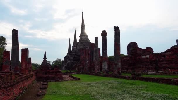 Wat Phra Sanphet Temple Holiest Temple Site Old Royal Palace — Stock video