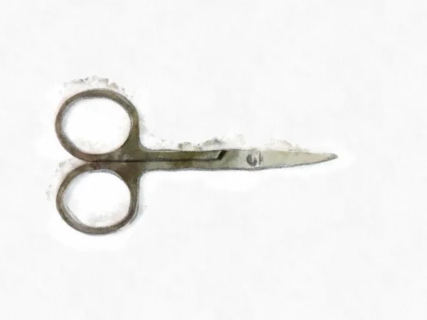 Nose hair scissors on a white background watercolor style illustration impressionist painting.