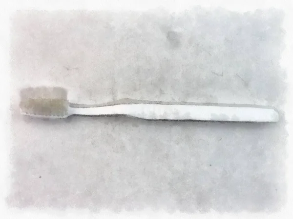 White Toothbrush White Background Watercolor Style Illustration Impressionist Painting — Stock Photo, Image