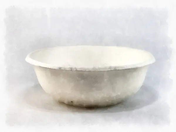 White Paper Bowl White Background Watercolor Style Illustration Impressionist Painting — Stock Fotó
