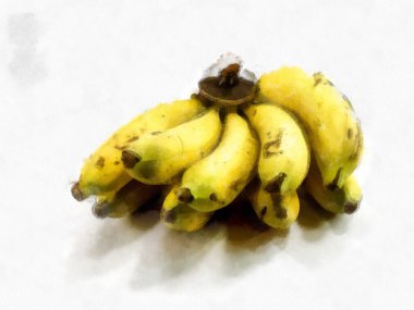 Beyaz zemin üzerinde muz suluboya stili çizim empresyonist resim.