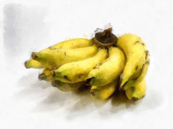Banan Białym Tle Akwarela Styl Ilustracja Impresjonista Malarstwo — Zdjęcie stockowe
