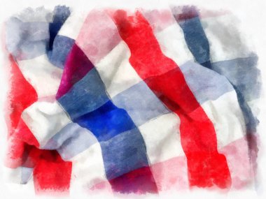 Peştamal ya da İskoç Doku stili suluboya resim çizimi.