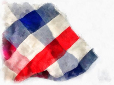 Peştamal ya da İskoç Doku stili suluboya resim çizimi.