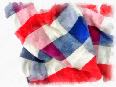 Peştamal ya da İskoç Doku stili suluboya resim çizimi.