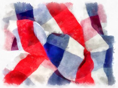 Peştamal ya da İskoç Doku stili suluboya resim çizimi.